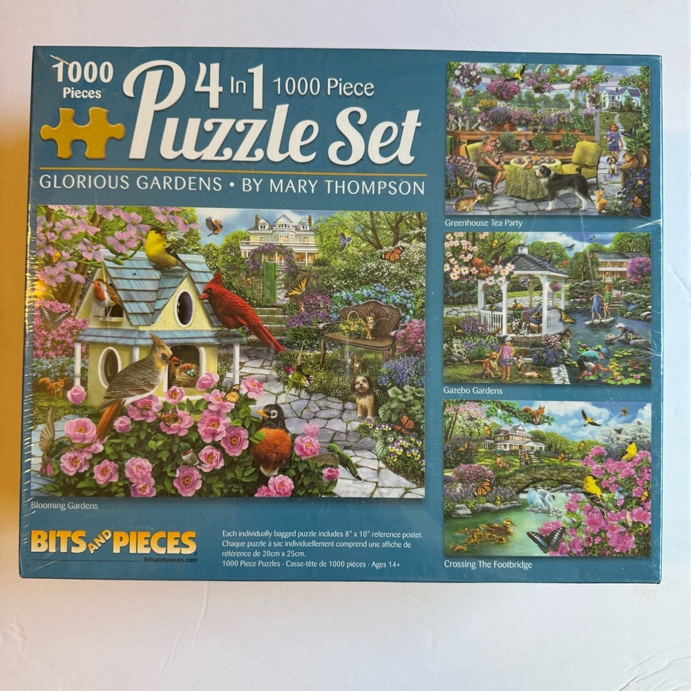Sealed 4-in-1 Glorious Gardens Puzzle Set